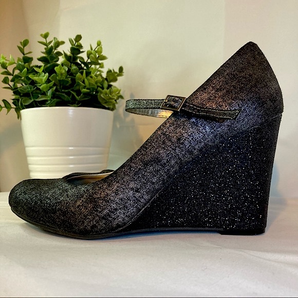🖤Black Glitter Elegant Evening Wedge Heels (Round Toe) - "Trend Report " - Picture 15 of 15